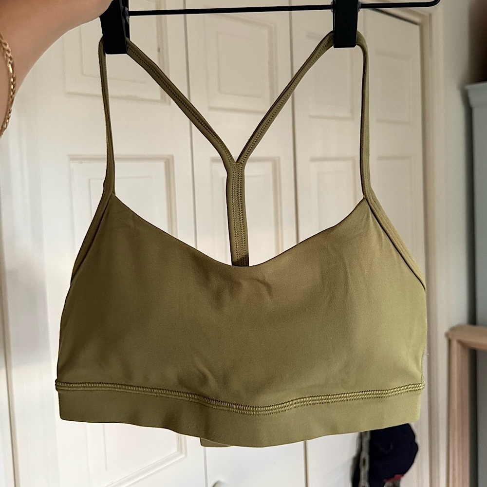 Lululemon Olive Green Flow Y Adjustable Bra Light Support, A-C Cups